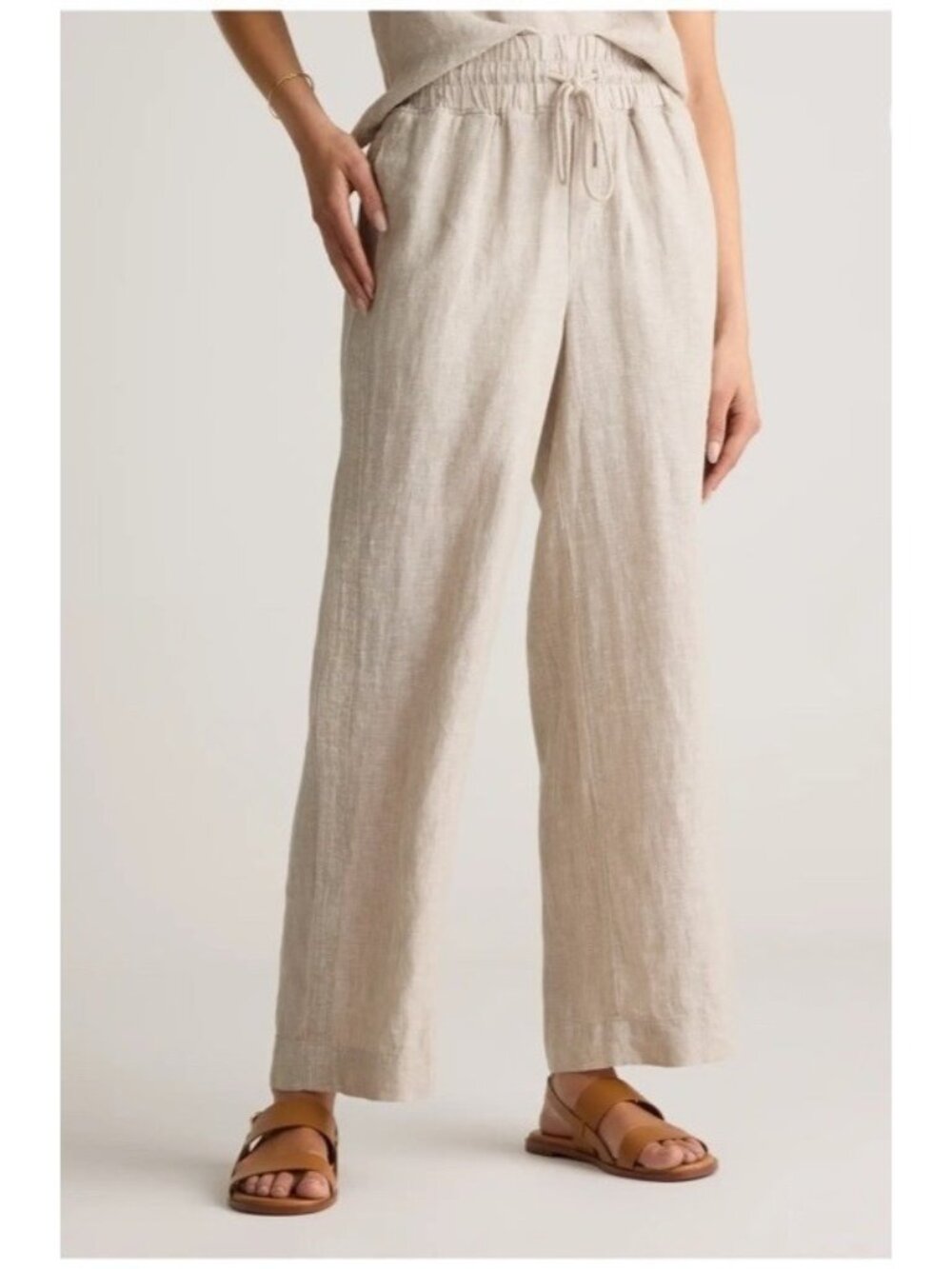 Quince 100% European Linen Wide Leg Cropped Pants Flax Womens Small Coastal NWT
